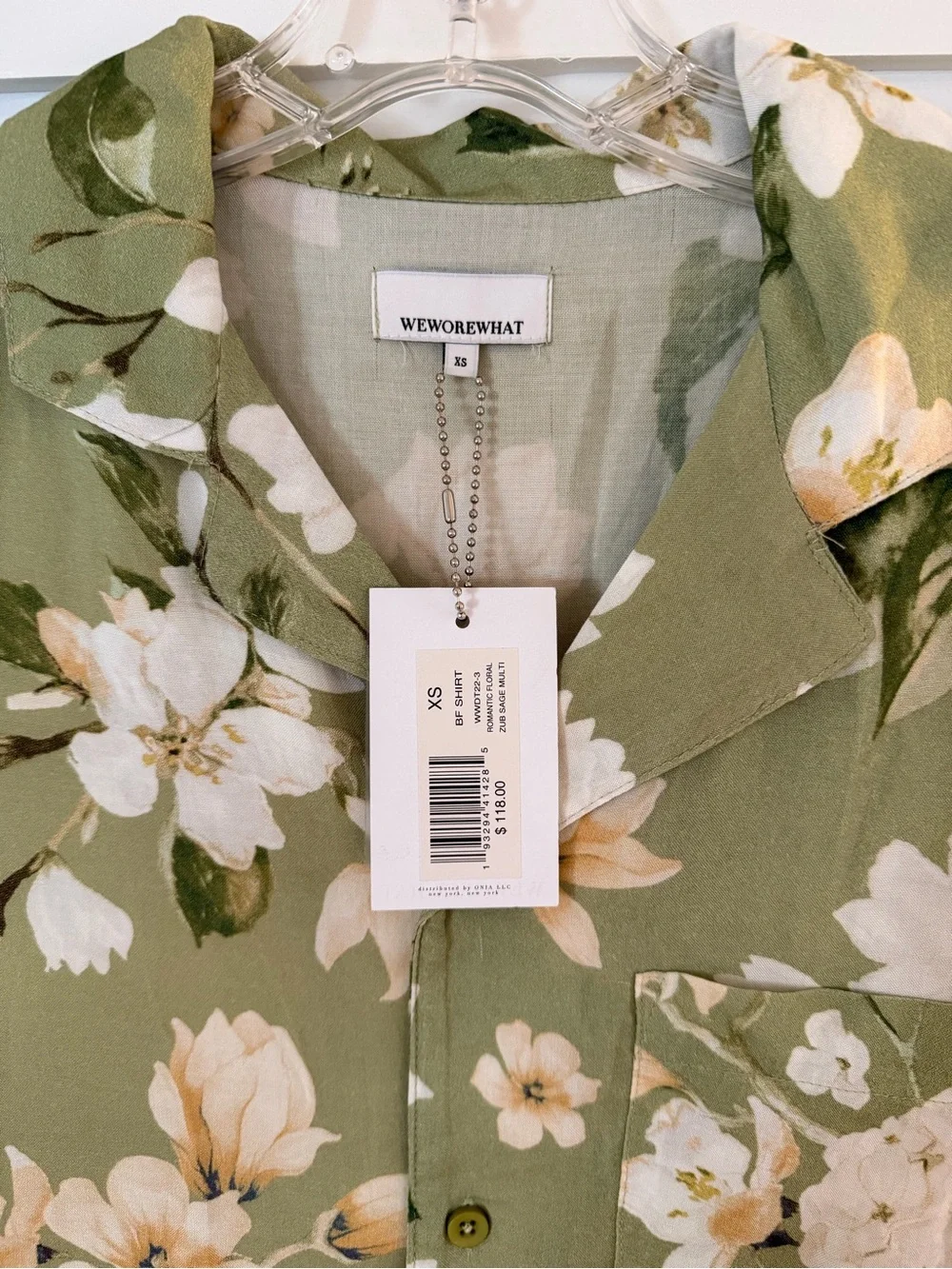 WeWoreWhat Olive Green Floral Button-Up Blouse - Picture 3 of 3